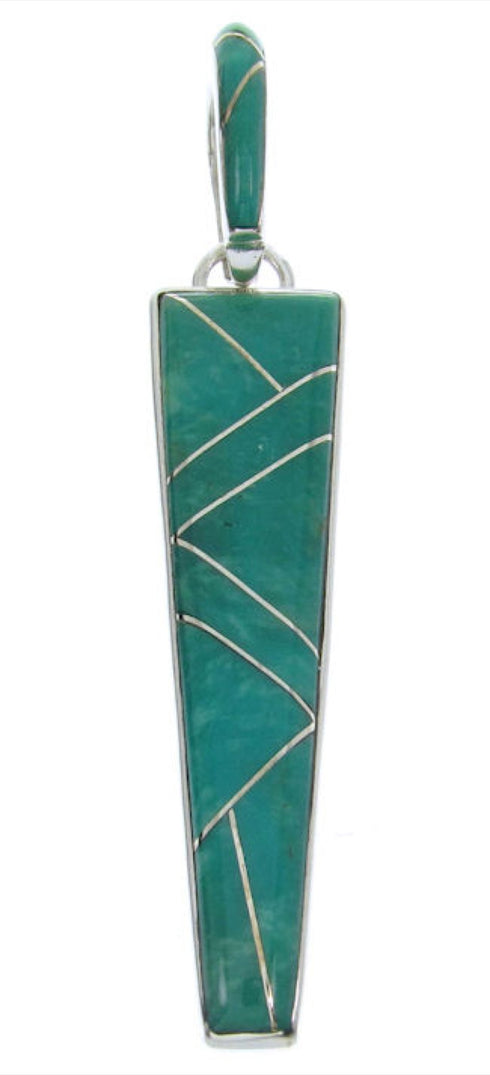 Sterling Silver Southwestern Jewelry Turquoise Inlay Pendant AW70478