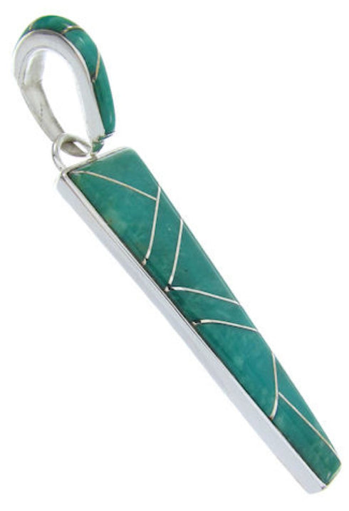 Sterling Silver Southwestern Jewelry Turquoise Inlay Pendant AW70478