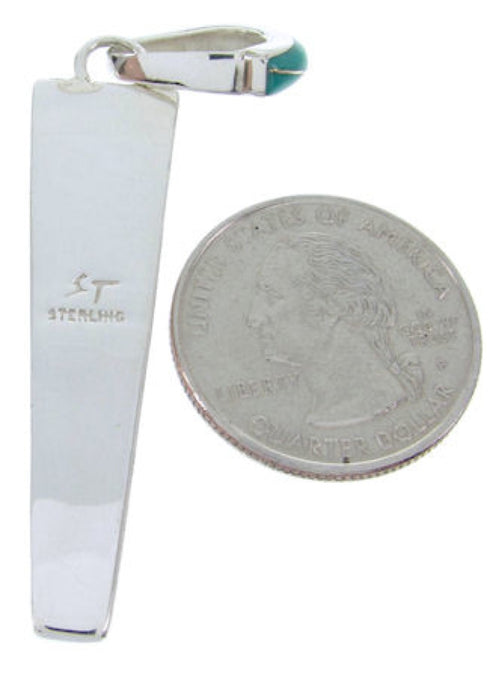 Genuine Sterling Silver Jewelry Turquoise Inlay Pendant AW70481