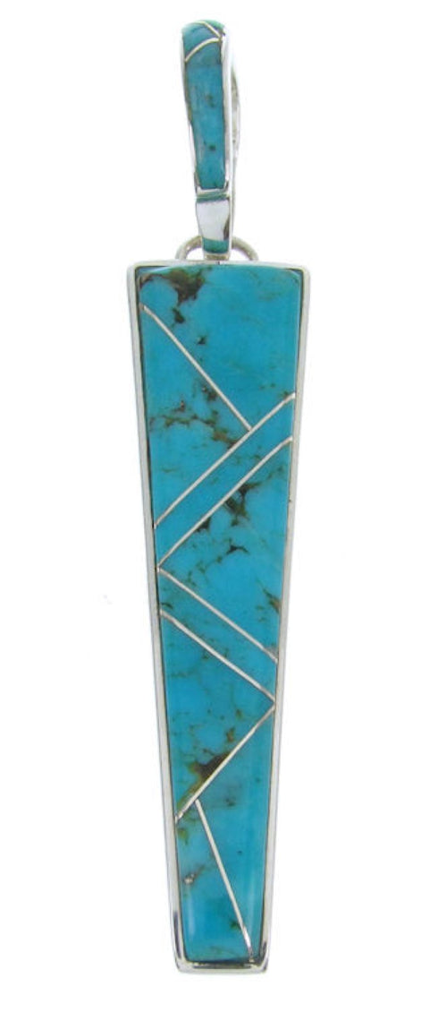 Turquoise Inlay Southwestern Sterling Silver Jewelry Pendant AW70486