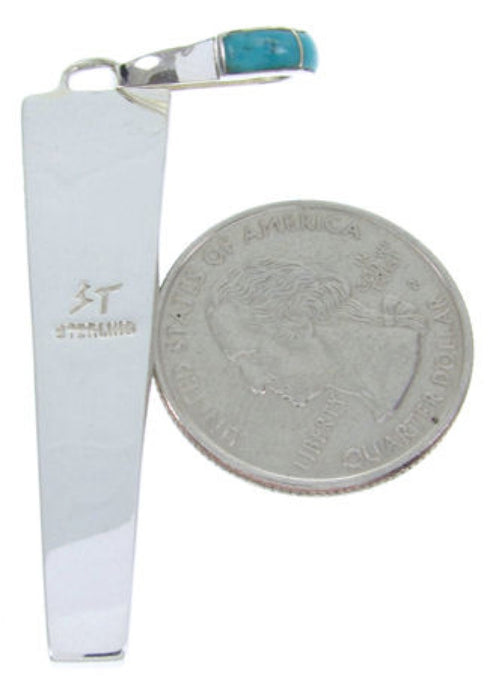 Turquoise Inlay Southwestern Sterling Silver Jewelry Pendant AW70486