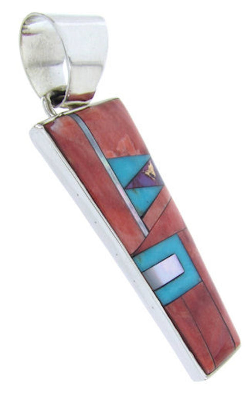 Southwest Silver Jewelry Red Oyster Shell Multicolor Pendant AW70122