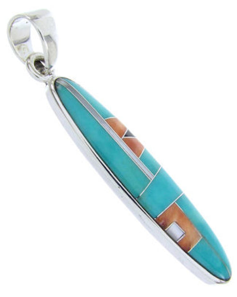 Southwestern Turquoise Multicolor Silver Jewelry Pendant AW70115