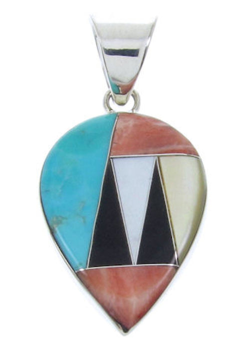 Turquoise Oyster Shell Multicolor Silver Southwestern Pendant AW70086