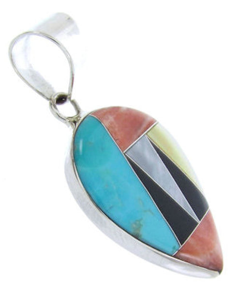 Turquoise Oyster Shell Multicolor Silver Southwestern Pendant AW70086