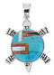 Turquoise Multicolor Southwest Turtle Silver Slide Pendant AW70174
