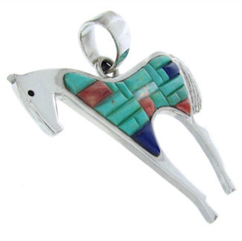 Southwest Silver And Multicolor Horse Jewelry Pendant YS70212