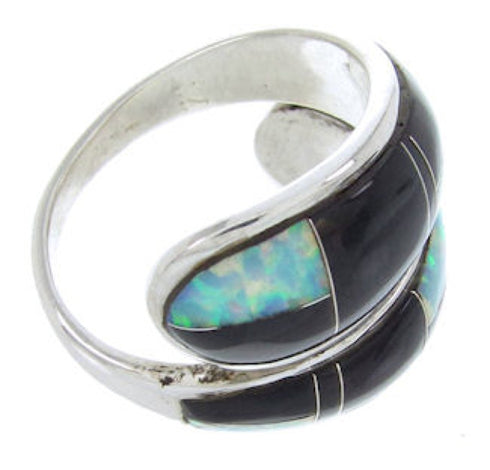 Midnight Sky Whiterock Jewelry Black And Opal Ring Size 6 YS70312