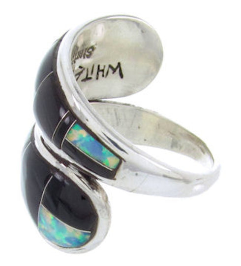 Midnight Sky Whiterock Jewelry Black And Opal Ring Size 6 YS70312