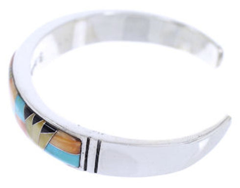 Multicolor Inlay Genuine Sterling Silver Cuff Bracelet BW70388