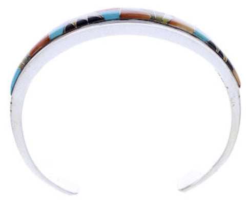 Multicolor Inlay Genuine Sterling Silver Cuff Bracelet BW70388