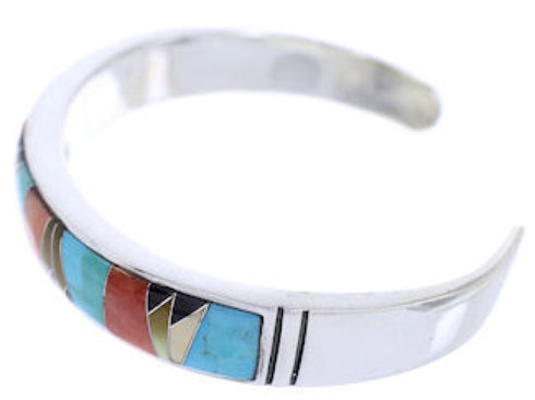 Multicolor Inlay Sterling Silver Cuff Bracelet Jewelry BW70395