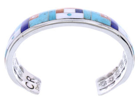 Sterling Silver And Multicolor Inlay Cuff Bracelet BW70435
