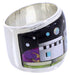 Multicolor Native American Design Silver Ring Size 6-3/4 YS71239