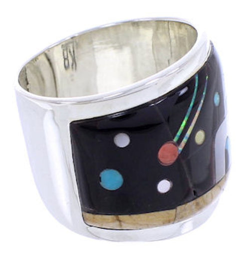Multicolor Native American Design Silver Ring Size 5-3/4 YS71241