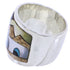 Multicolor Native American Design Silver Ring Size 5-3/4 YS71241