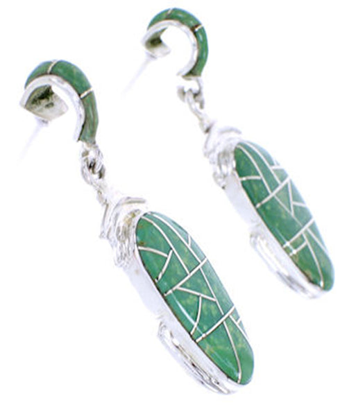 Turquoise Inlay Jewelry Silver Post Dangle Earrings YS70536