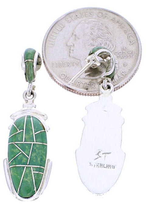 Turquoise Inlay Jewelry Silver Post Dangle Earrings YS70536