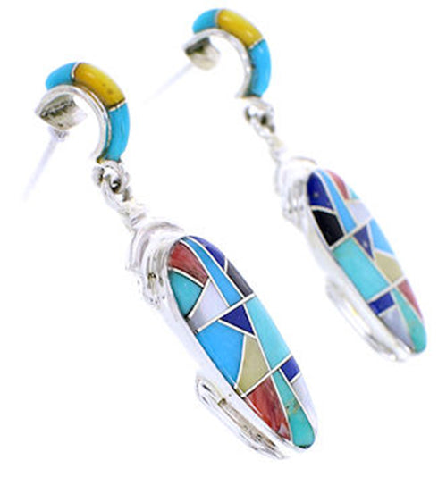Multicolor Inlay Southwest Post Dangle Earrings YS70560