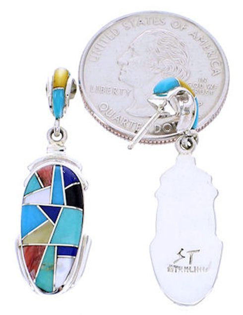 Multicolor Inlay Southwest Post Dangle Earrings YS70560