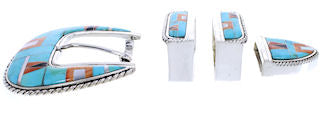 Turquoise Oyster Shell Multicolor Silver Ranger Belt Buckle AW70606
