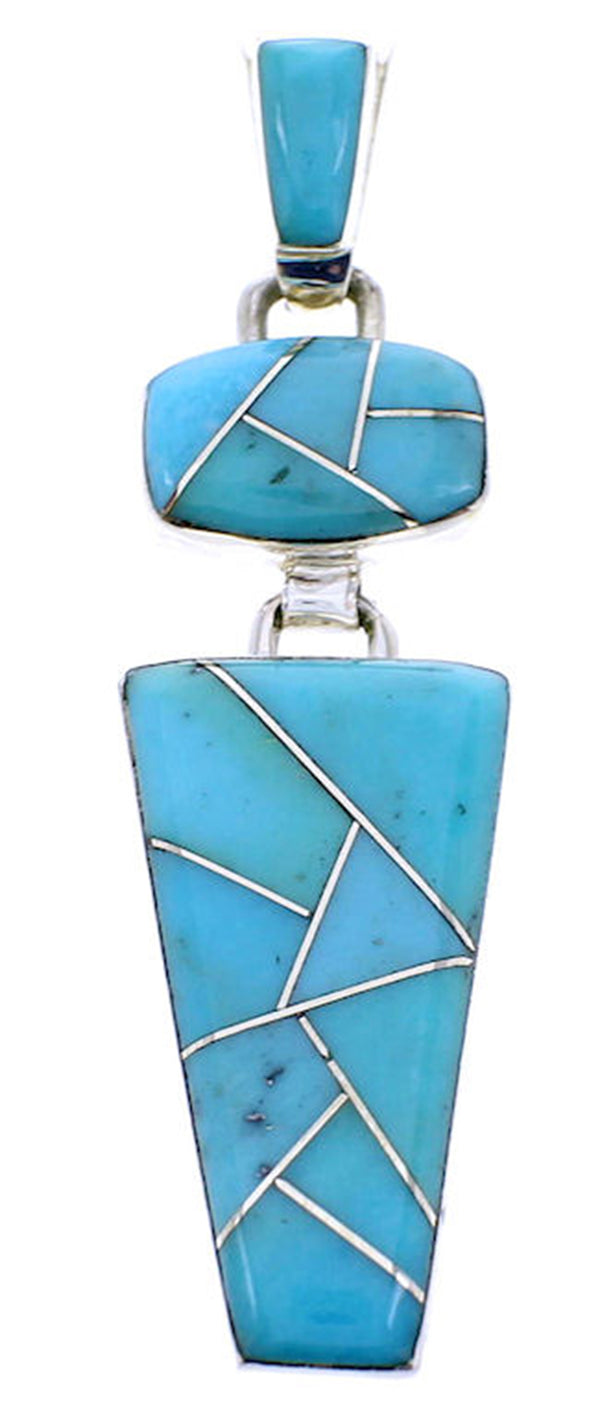 Southwestern Silver Turquoise Inlay Pendant BW70948