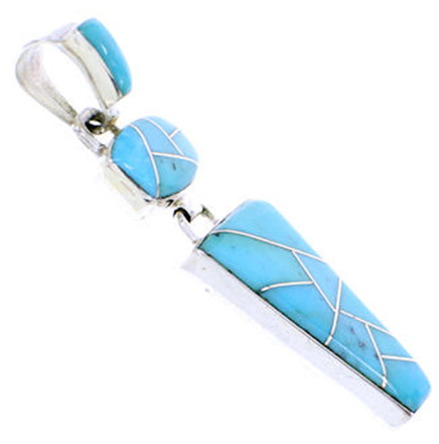 Southwestern Silver Turquoise Inlay Pendant BW70948