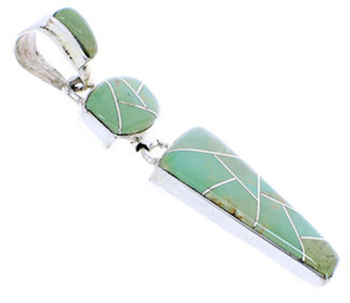 Turquoise Inlay And Sterling Silver Slide Pendant BW70954