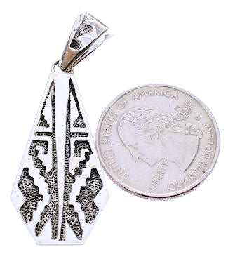 Southwest Turquoise Inlay Silver Reversible Pendant