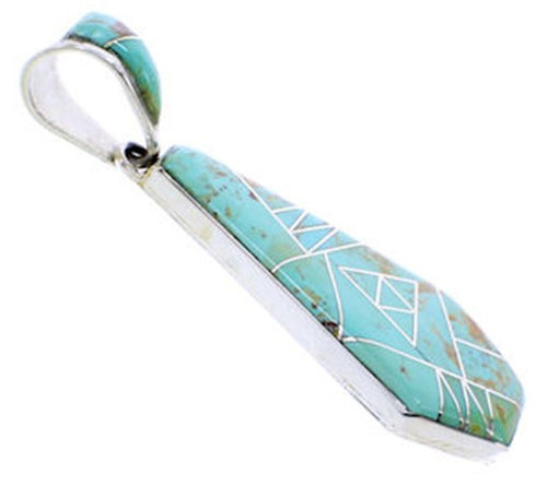 Southwest Turquoise Inlay Silver Reversible Pendant