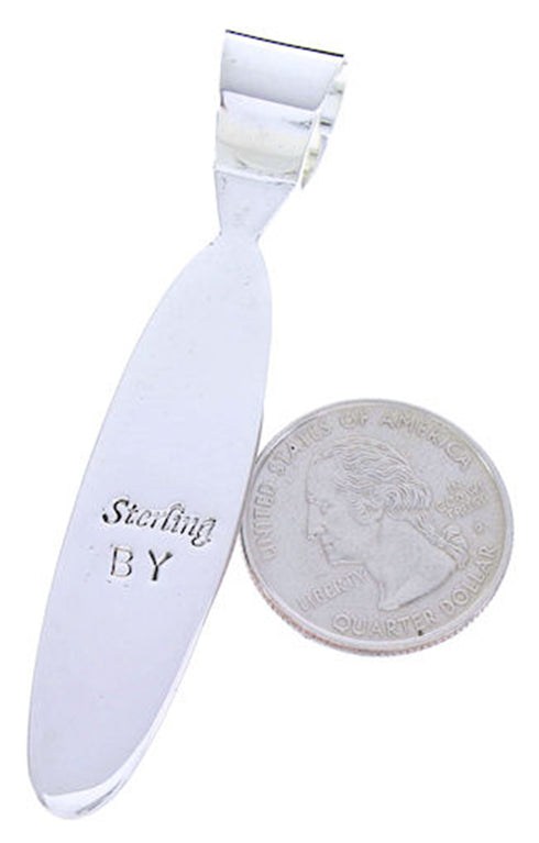 Turquoise Multicolor Inlay Sterling Silver Southwest Pendant AW70764