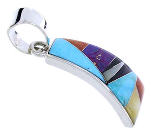 Multicolor Inlay Sterling Silver Turquoise Slide Pendant AW70666