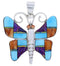 Butterfly Multicolor Turquoise Sterling Silver Slide Pendant AW70670
