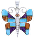 Butterfly Multicolor Turquoise Sterling Silver Slide Pendant AW70670