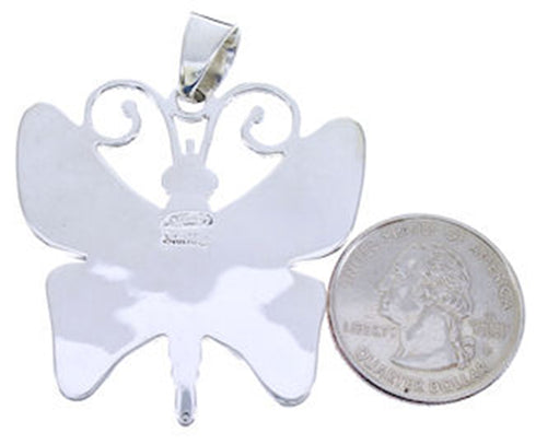Butterfly Multicolor Turquoise Sterling Silver Slide Pendant AW70670