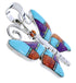 Silver Southwest Butterfly Multicolor Turquoise Pendant AW70677