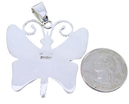 Silver Southwest Butterfly Multicolor Turquoise Pendant AW70677