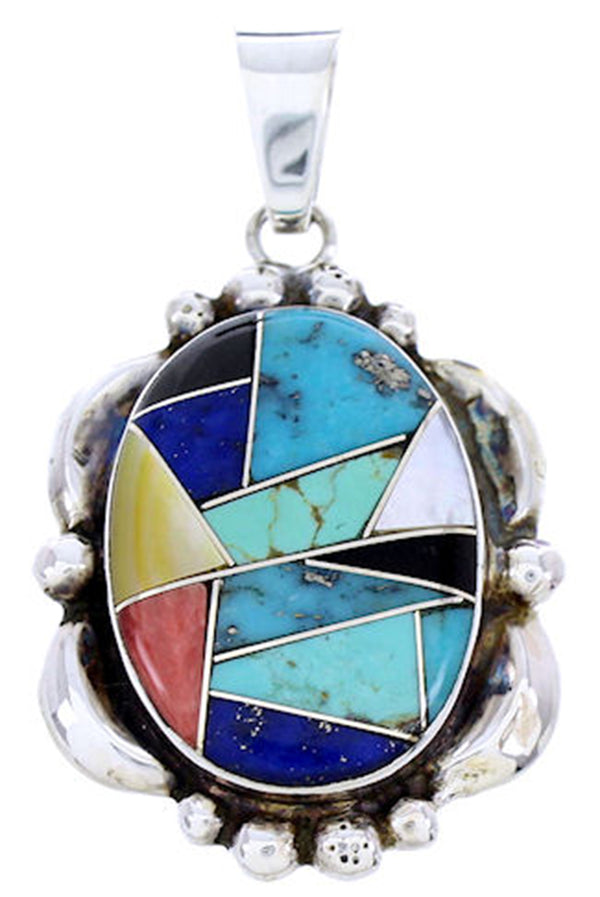 Southwest Silver Multicolor Inlay Pendant DW71524