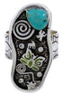 Silver Jewelry Southwest Turquoise Butterfly Ring Size 4-3/4 BW71156