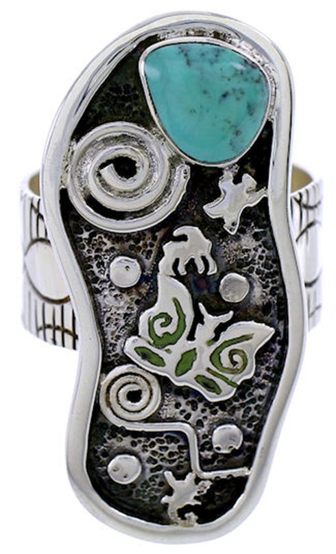 Sterling Silver Southwest Butterfly Turquoise Ring Size 6-1/4 BW71162