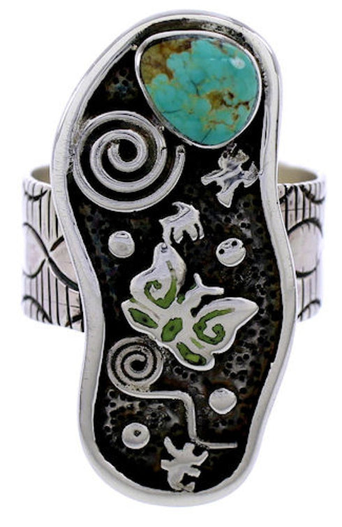 Sterling Silver Butterfly Turquoise Jewelry Ring Size 8-1/4 BW71168
