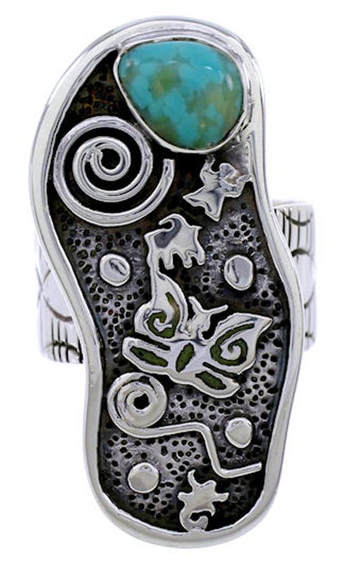 Southwest Turquoise Butterfly Silver Jewelry Ring Size 5-1/4 BW71178