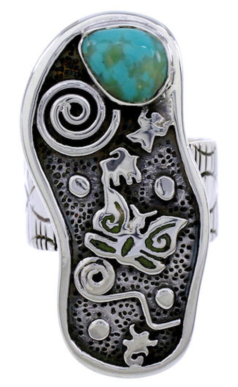 Silver And Turquoise Butterfly Jewelry Ring Size 5-3/4 BW71175