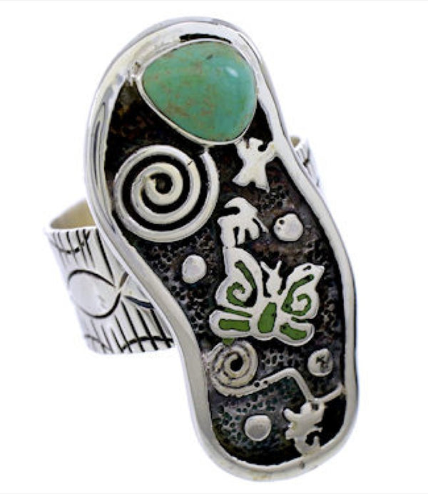 Southwest Turquoise Butterfly Jewelry Silver Ring Size 4-3/4 BW71186