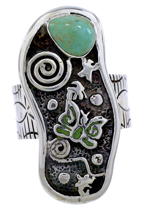 Southwest Sterling Silver Turquoise Butterfly Ring Size 7-3/4 BW71183
