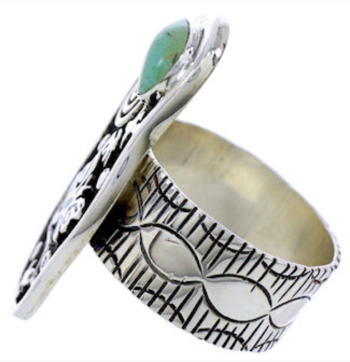 Southwest Sterling Silver Turquoise Butterfly Ring Size 7-3/4 BW71183