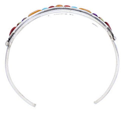 Genuine Sterling Silver Multicolor Inlay Cuff Bracelet PS71196