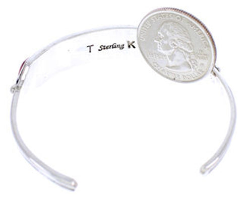 Genuine Sterling Silver Multicolor Inlay Cuff Bracelet PS71196