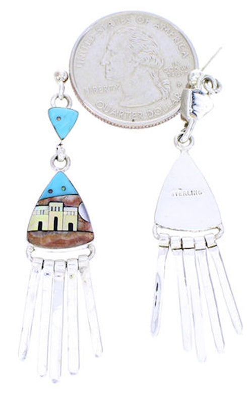 Multicolor Native American Pueblo Or Village Design Earrings YS71381