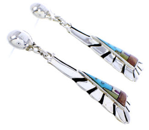 Multicolor Sterling Silver Native American Design Earrings YS71384
